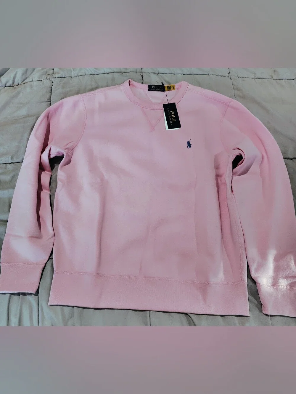 Polo Ralph Lauren Light Pink Crewneck Sweatshirt with Blue Pony Size Medium NWT
